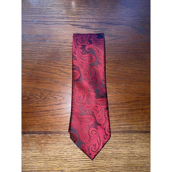 Unbranded Other - Men's Dress Tie - Shiny Red Black Pattern by Q brand
